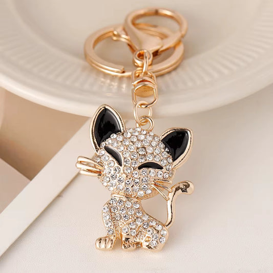 Rhinestone Cat Keychain