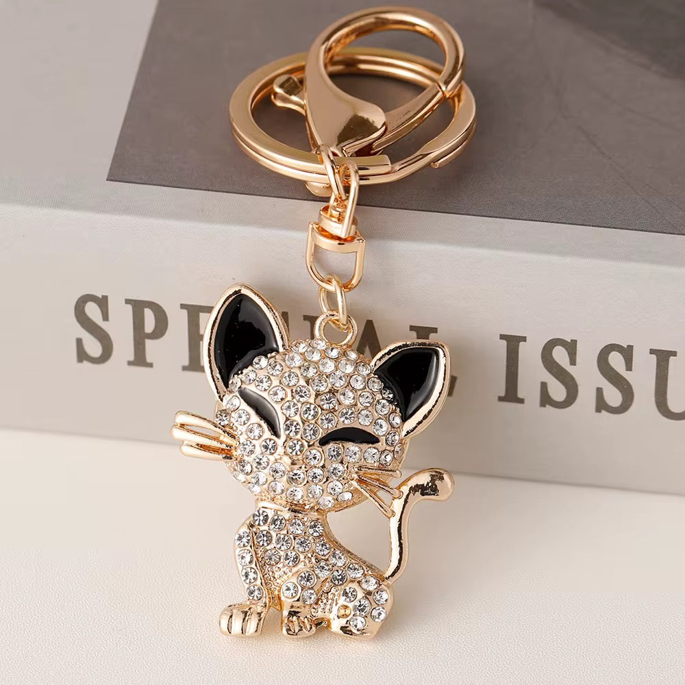 Rhinestone Cat Keychain