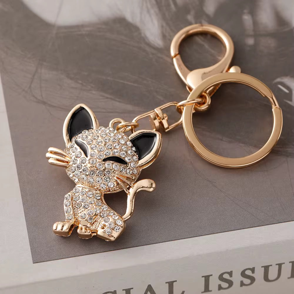 Rhinestone Cat Keychain