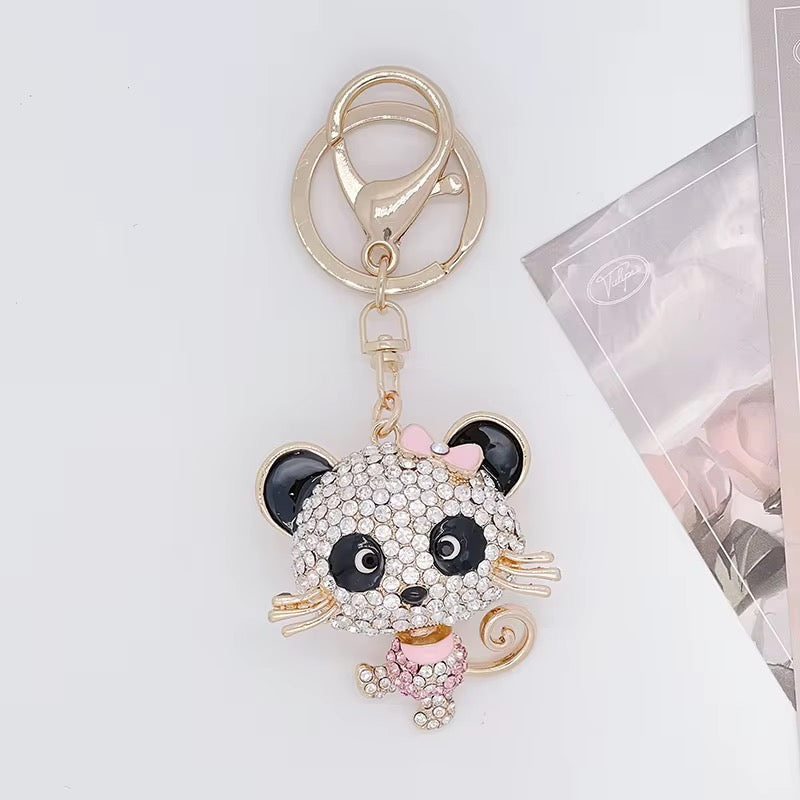 Cute Rhinestone Panda Keychain