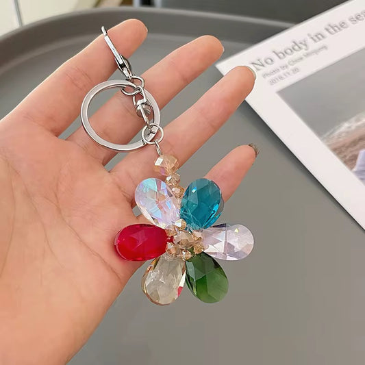 Sparkling Crystal Flower Keychain