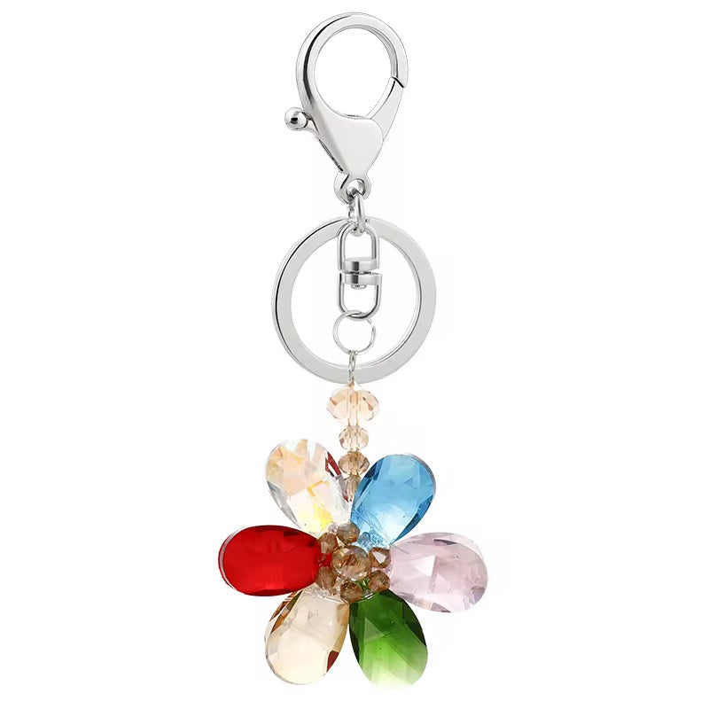 Sparkling Crystal Flower Keychain