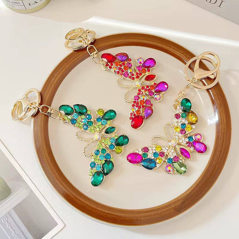 Coloful Crystal Butterfly Keychain