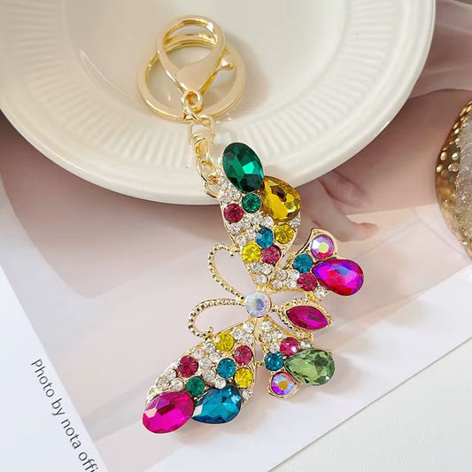 Coloful Crystal Butterfly Keychain