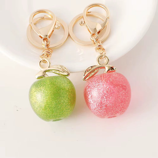 Glitter Resin Apple Keychain