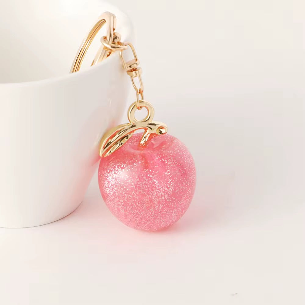 Glitter Resin Apple Keychain