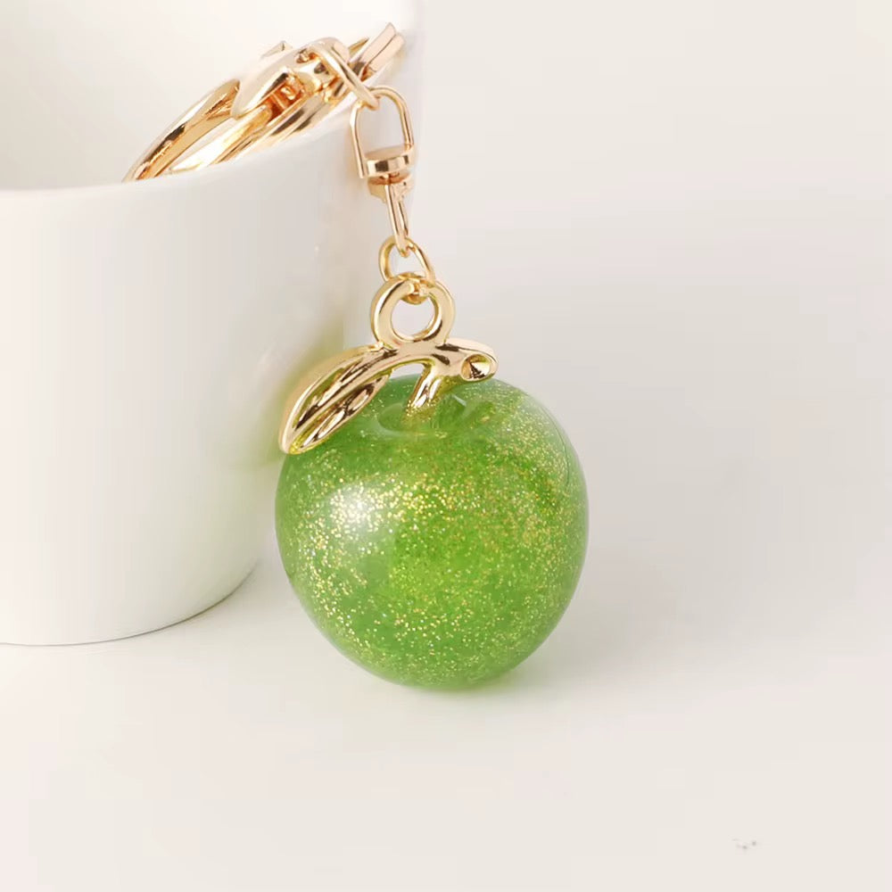 Glitter Resin Apple Keychain