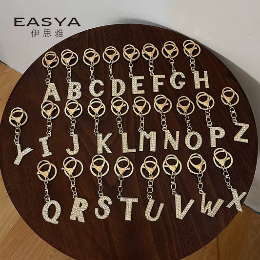 Stylish Gold Tone Alloy Letter Keychain