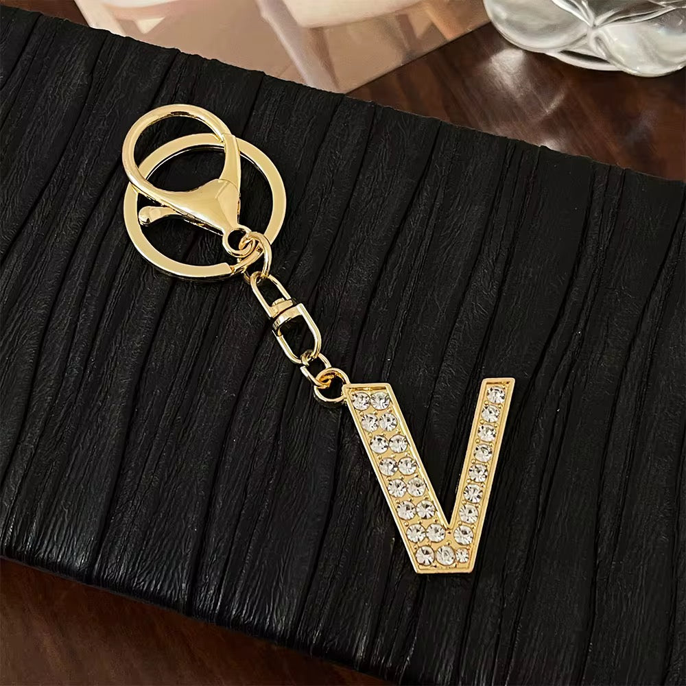 Stylish Gold Tone Alloy Letter Keychain