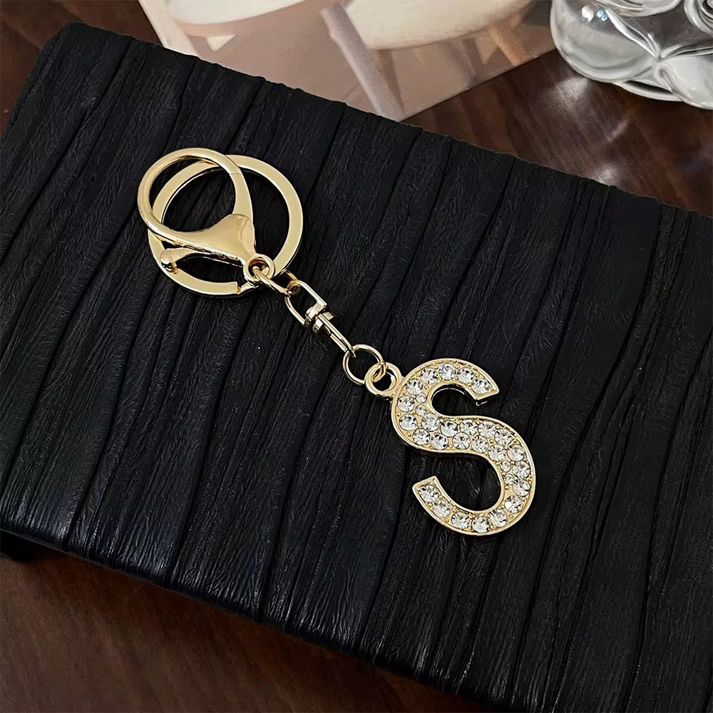 Stylish Gold Tone Alloy Letter Keychain
