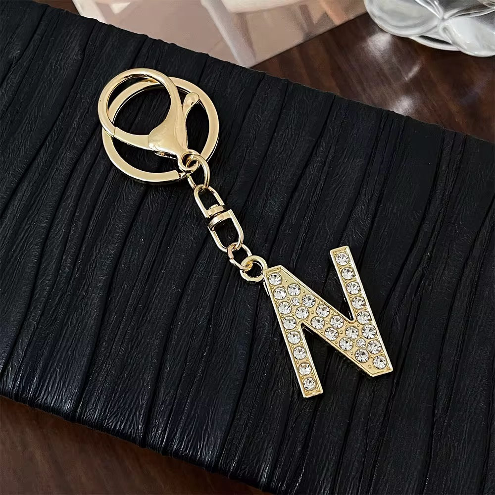Stylish Gold Tone Alloy Letter Keychain