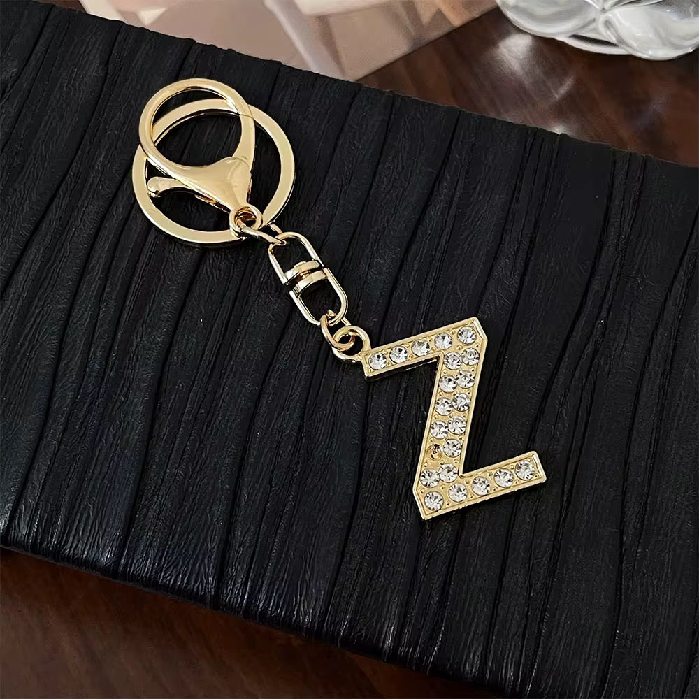 Stylish Gold Tone Alloy Letter Keychain