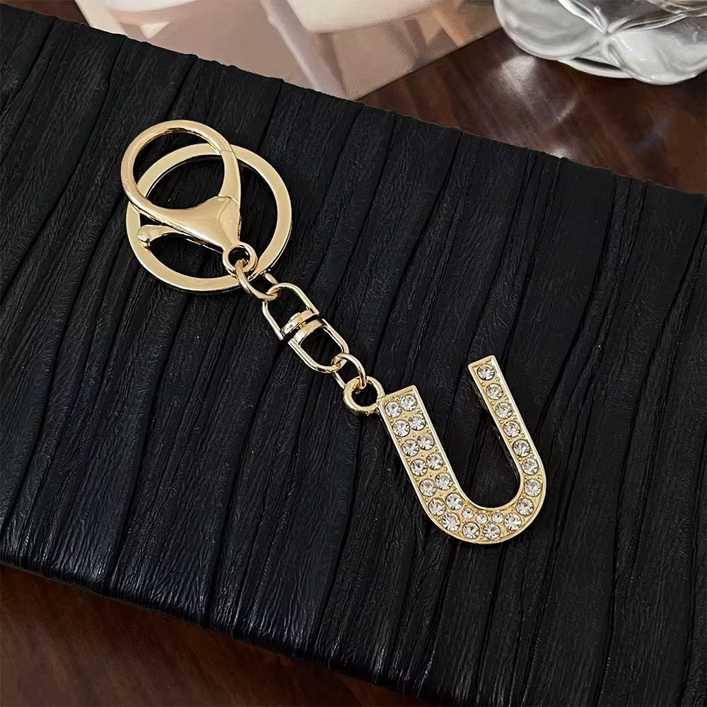 Stylish Gold Tone Alloy Letter Keychain