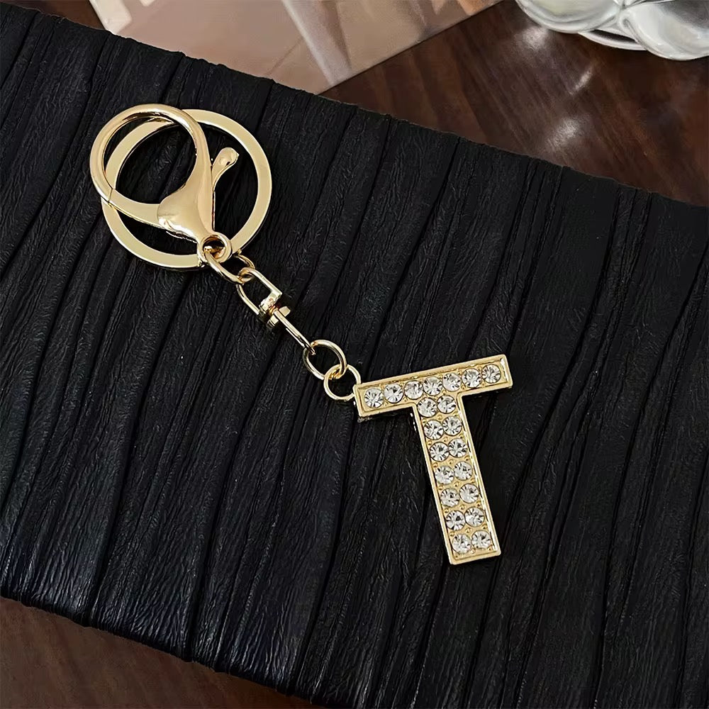 Stylish Gold Tone Alloy Letter Keychain