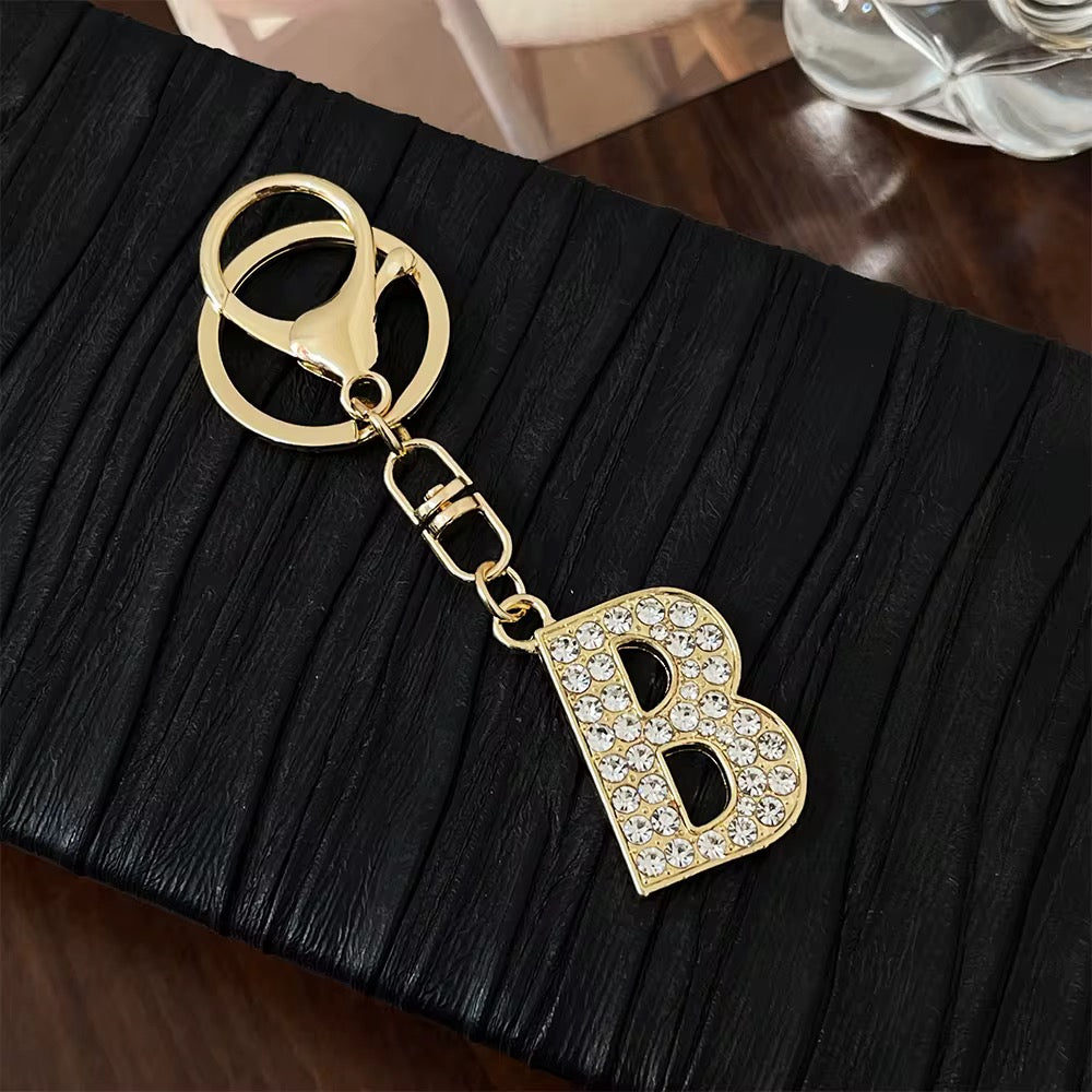 Stylish Gold Tone Alloy Letter Keychain