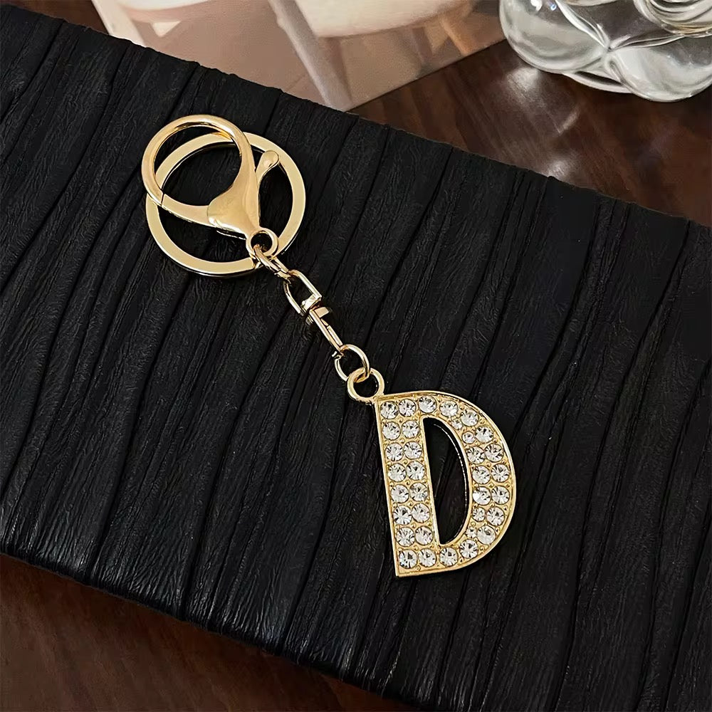 Stylish Gold Tone Alloy Letter Keychain