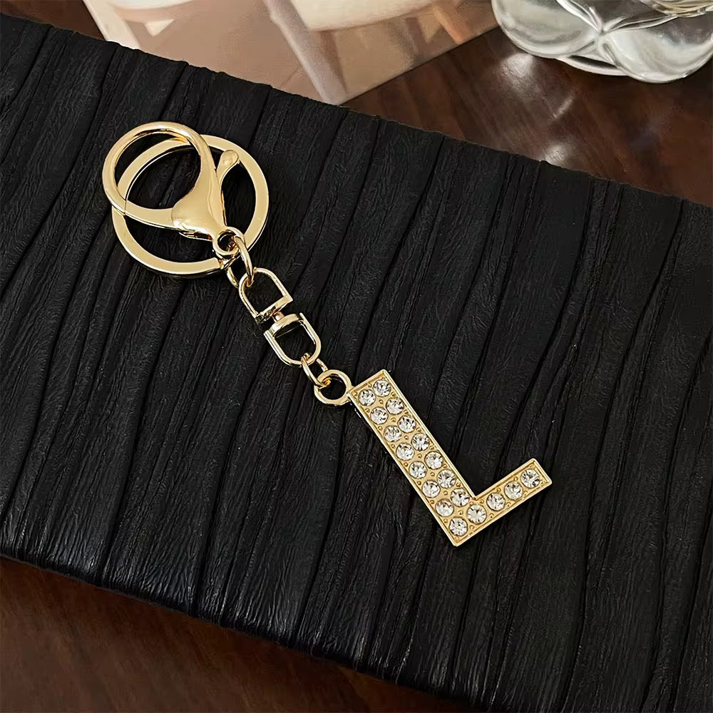 Stylish Gold Tone Alloy Letter Keychain