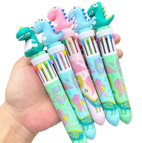 Multicolor Dinosaur Push Pen