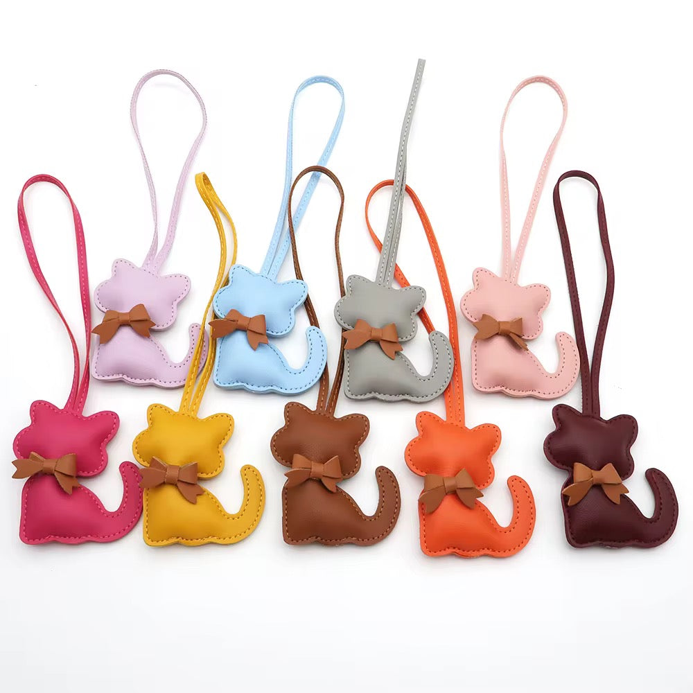 Pu Leather Cat Charm