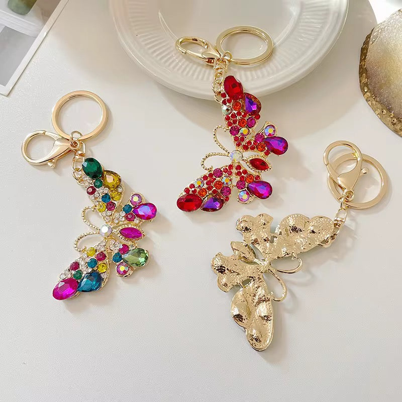 Coloful Crystal Butterfly Keychain