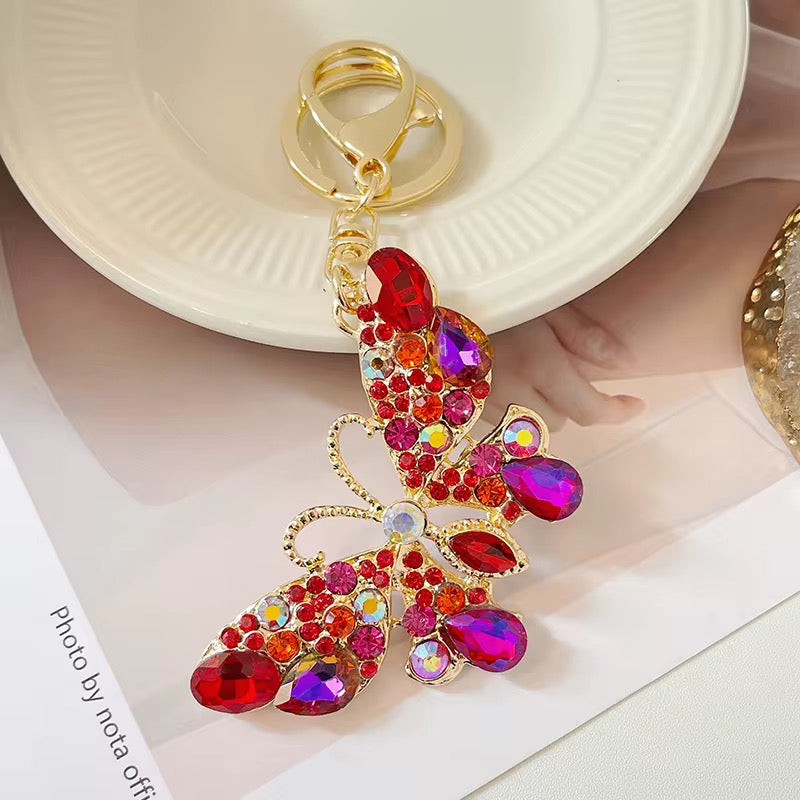 Coloful Crystal Butterfly Keychain
