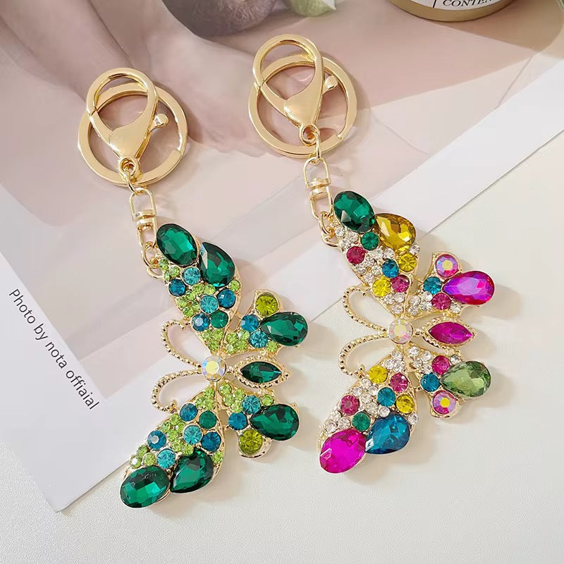Coloful Crystal Butterfly Keychain